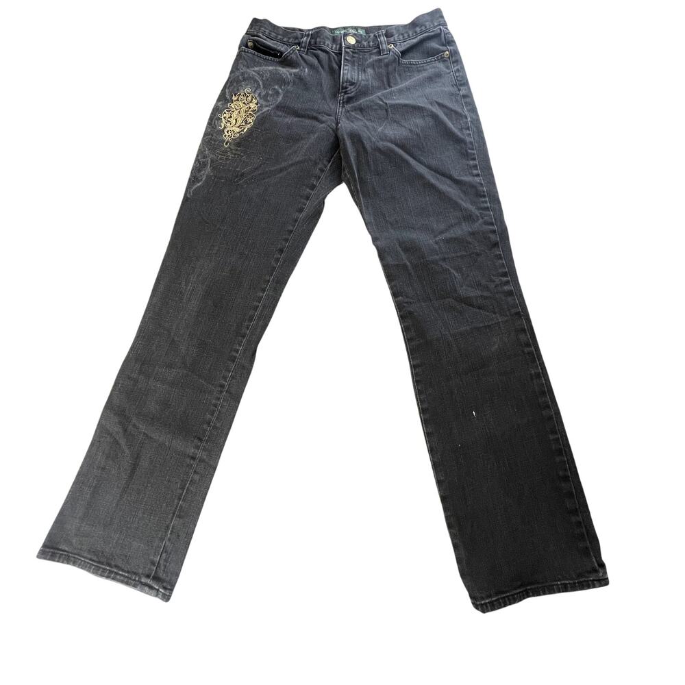 Lauren Ralph Lauren Black Jeans Modern Slim 6 Gold Logo